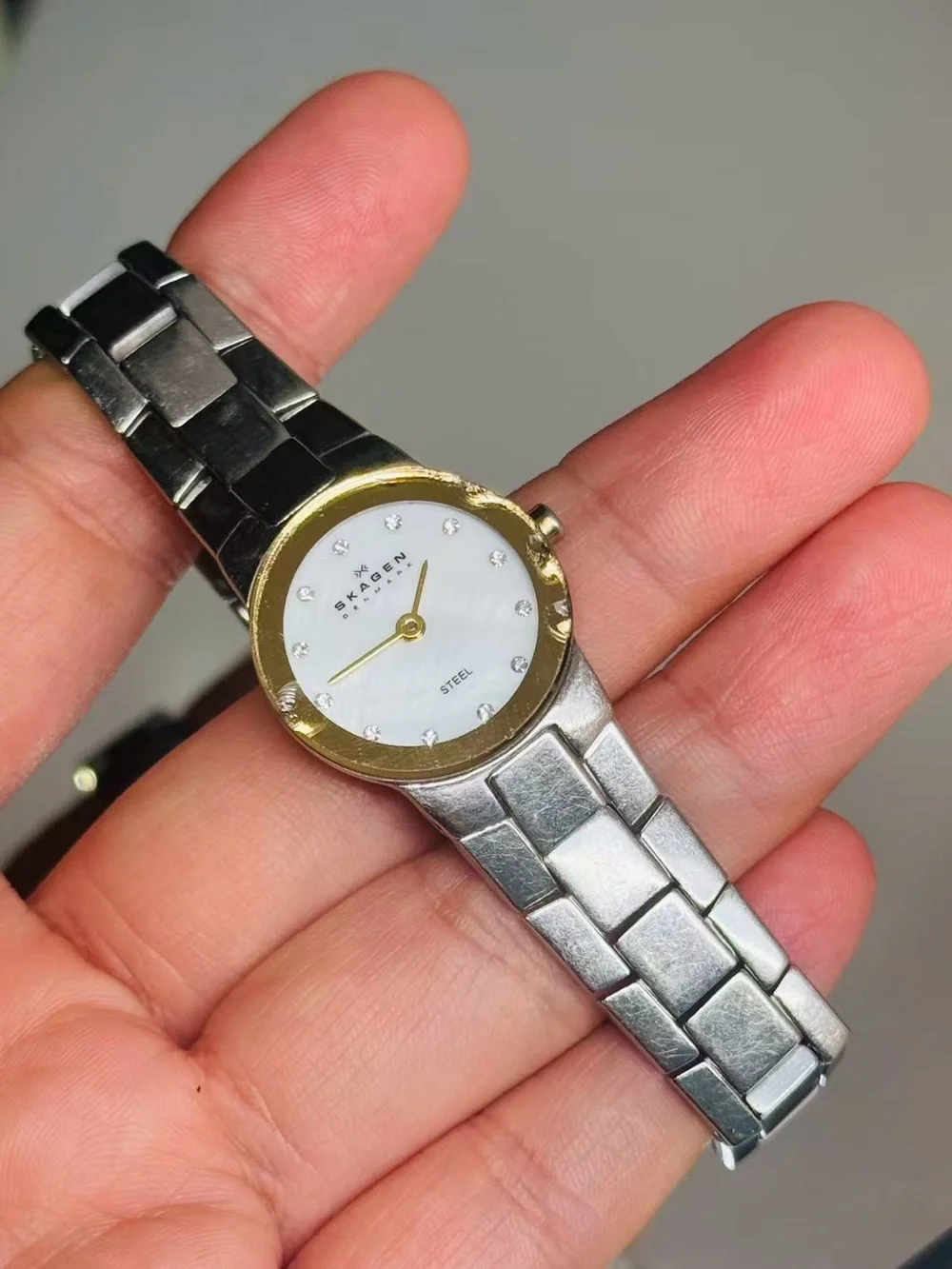 Vintage Skagen Denmark Women’s Quartz Watch Two Tone 23mm New Battery Runs